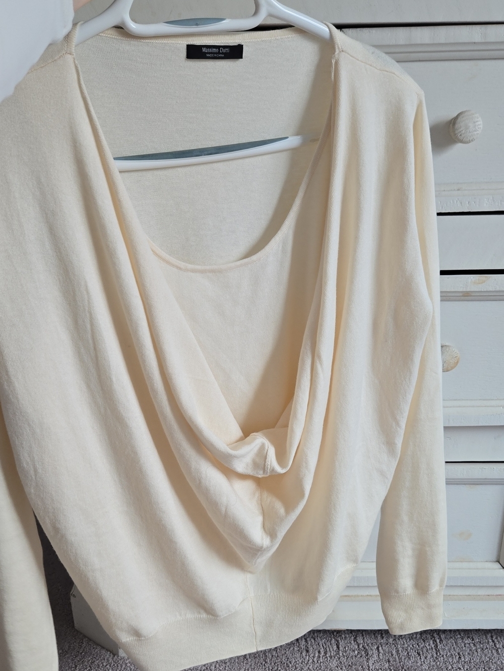 Massimo Dutti Cream Cowl-Neck Lightweight Sweater Size XS